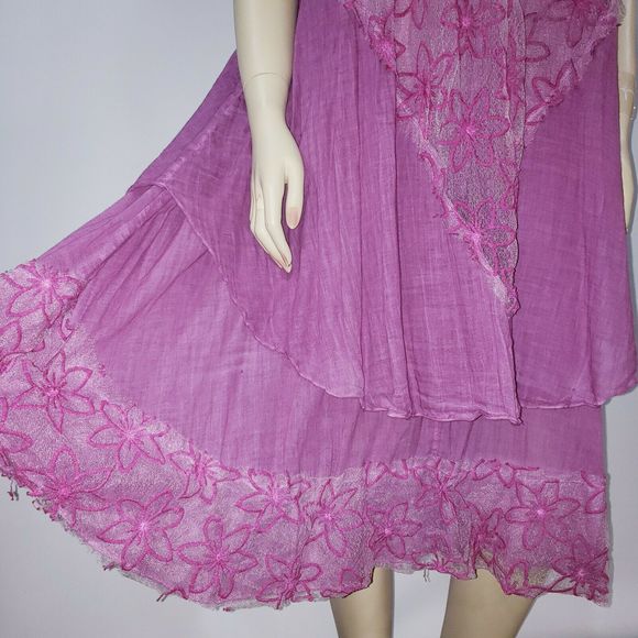 Park Moda Lagenlook Dress Asymmetric Floral Purple - Picture 9 of 12